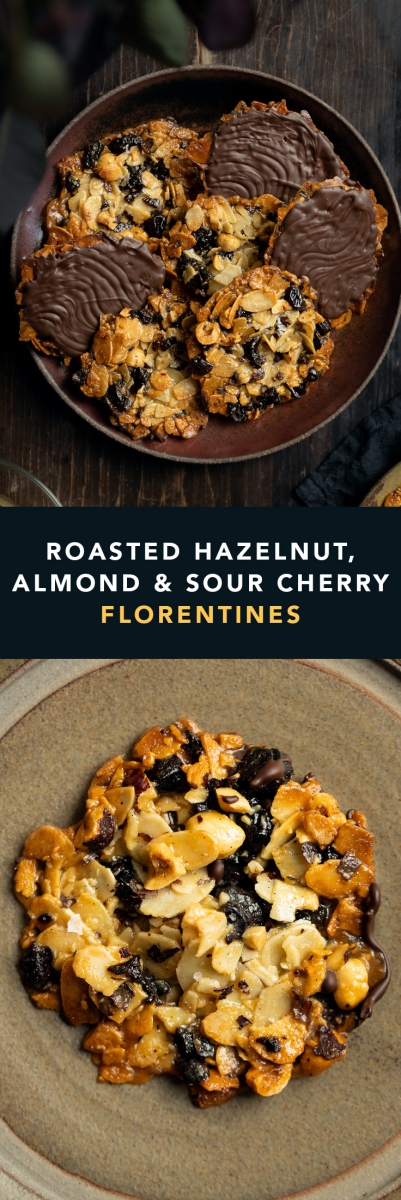 Roasted Hazelnut, Almond & Sour Cherry Florentines | Gather & Feast