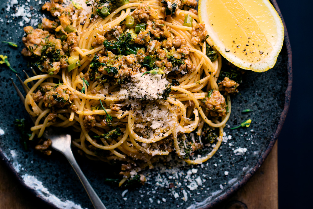 Spaghetti with Broccoli, Pork & Fennel  |  Gather & Feast