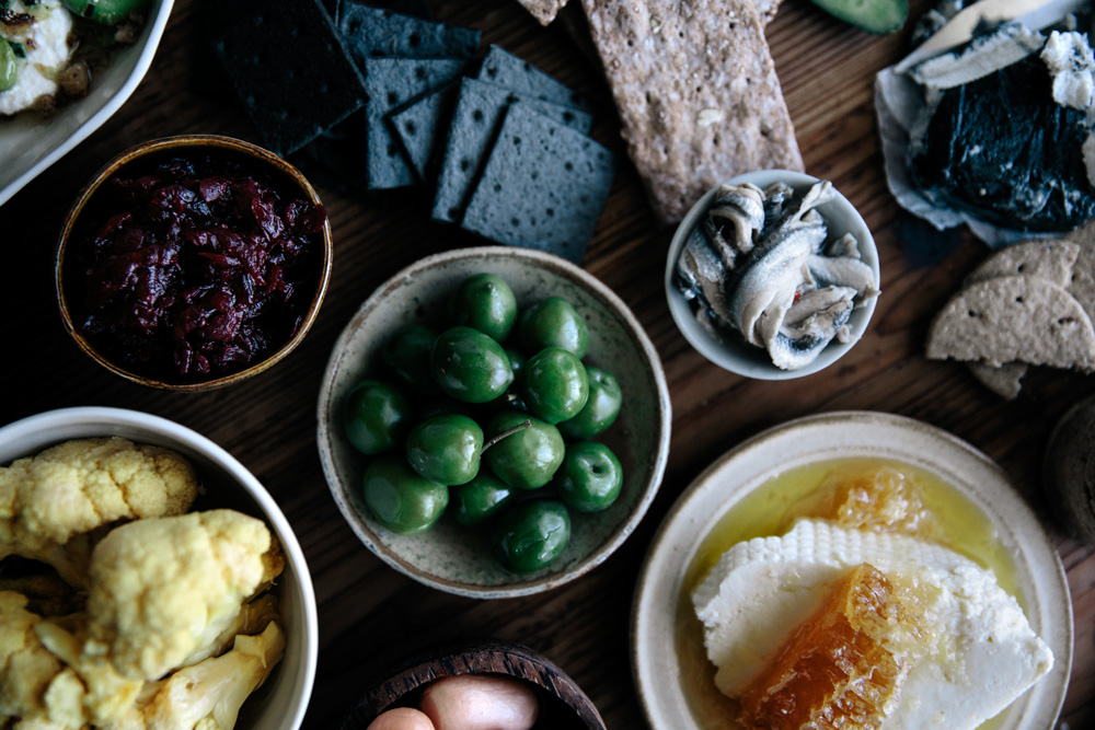 Spring Grazing Board with Kale & Sunflower Seed Dip  |  Gather & Feast