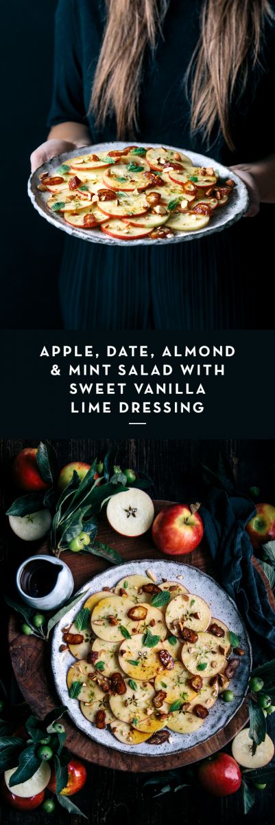 Apple, Date, Almond & Mint Salad with Sweet Vanilla Lime Dressing  |  Gather & Feast