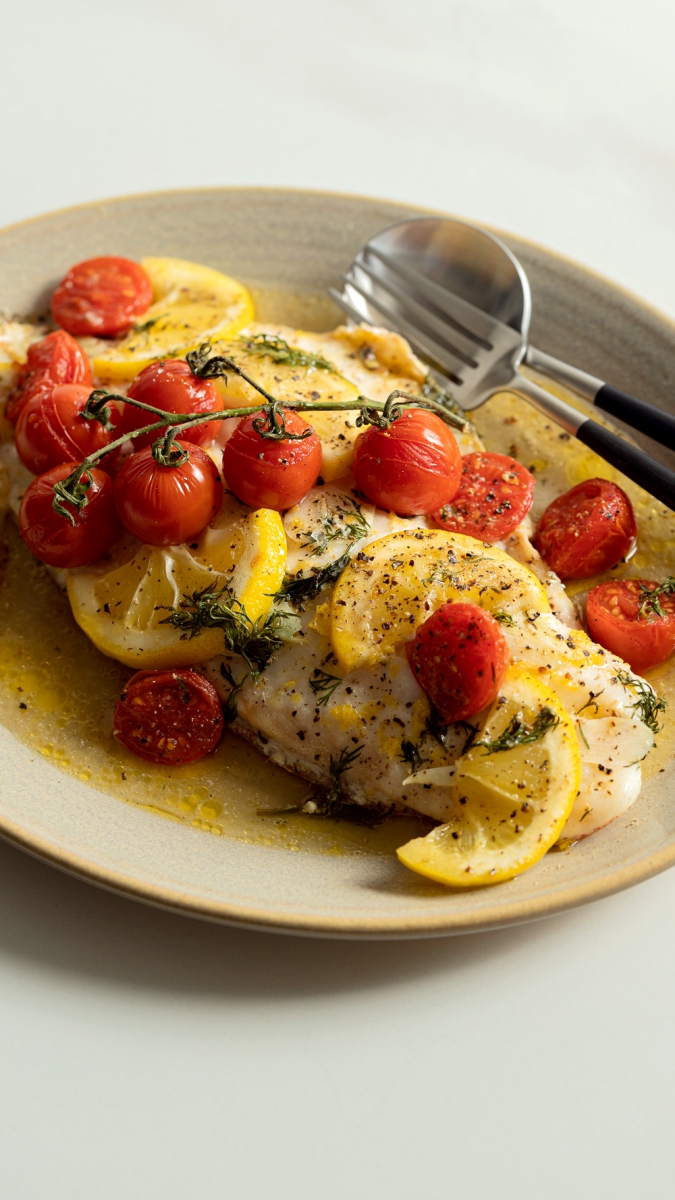 Butter Baked Fish with Lemon, Tomato & Dill  |  Gather & Feast