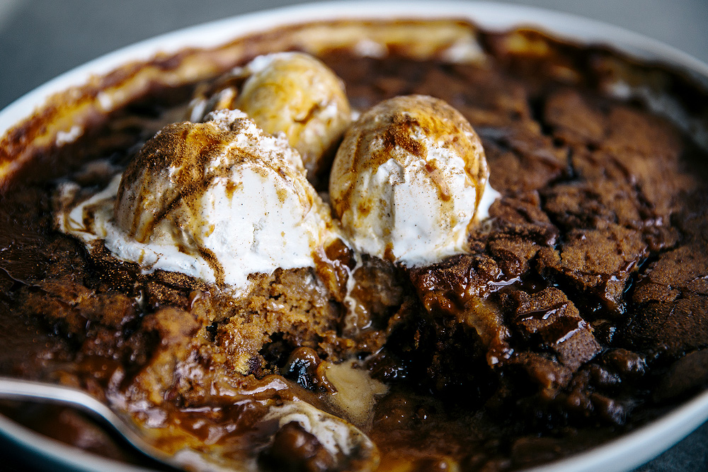 Vegan Caramel, Date & Fresh Ginger Self-Saucing Pudding  |  Gather & Feast