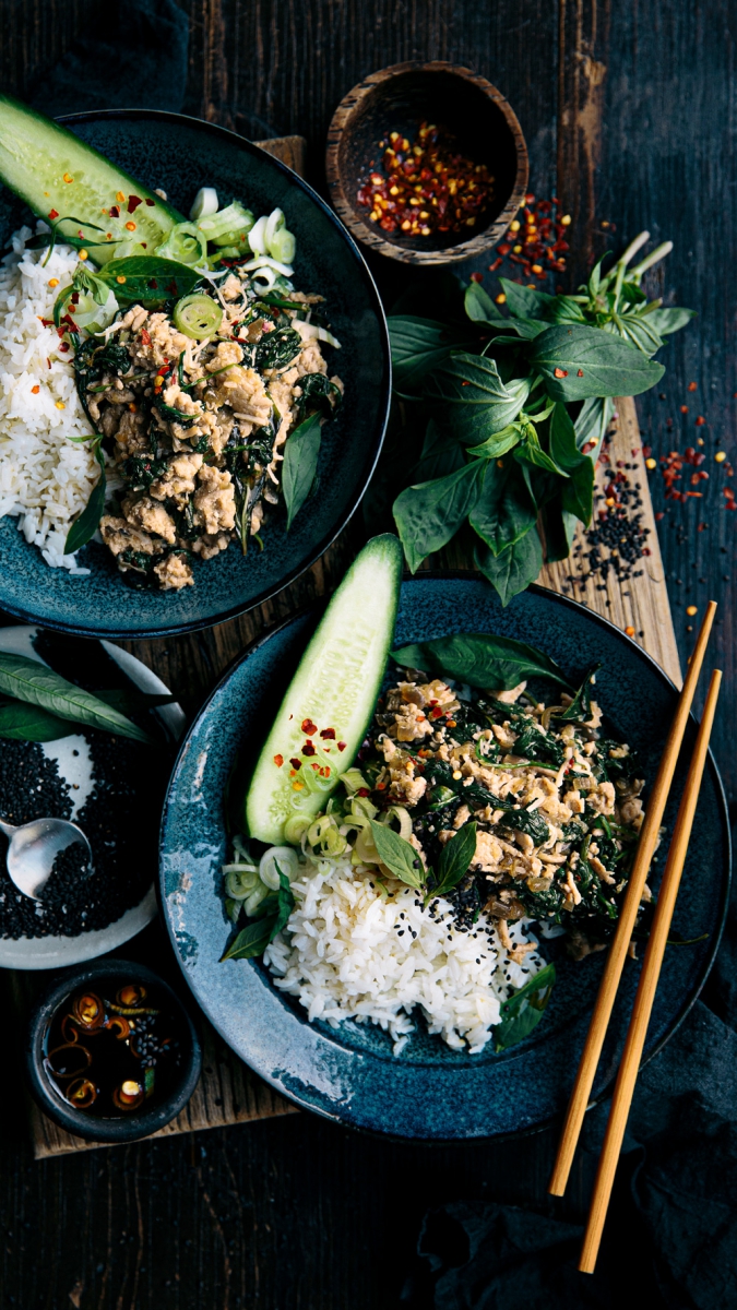 Chicken, Coconut & Thai Basil Bowls  |  Gather & Feast