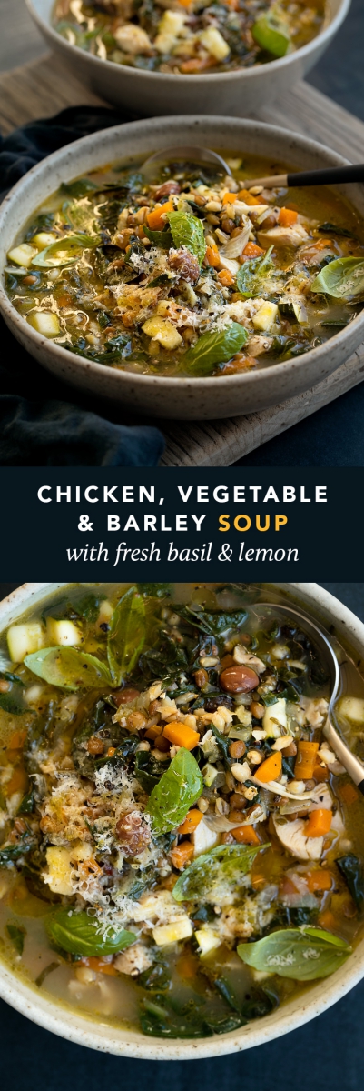 Chicken, Vegetable & Barley Soup with Fresh Basil & Lemon  |  Gather & Feast