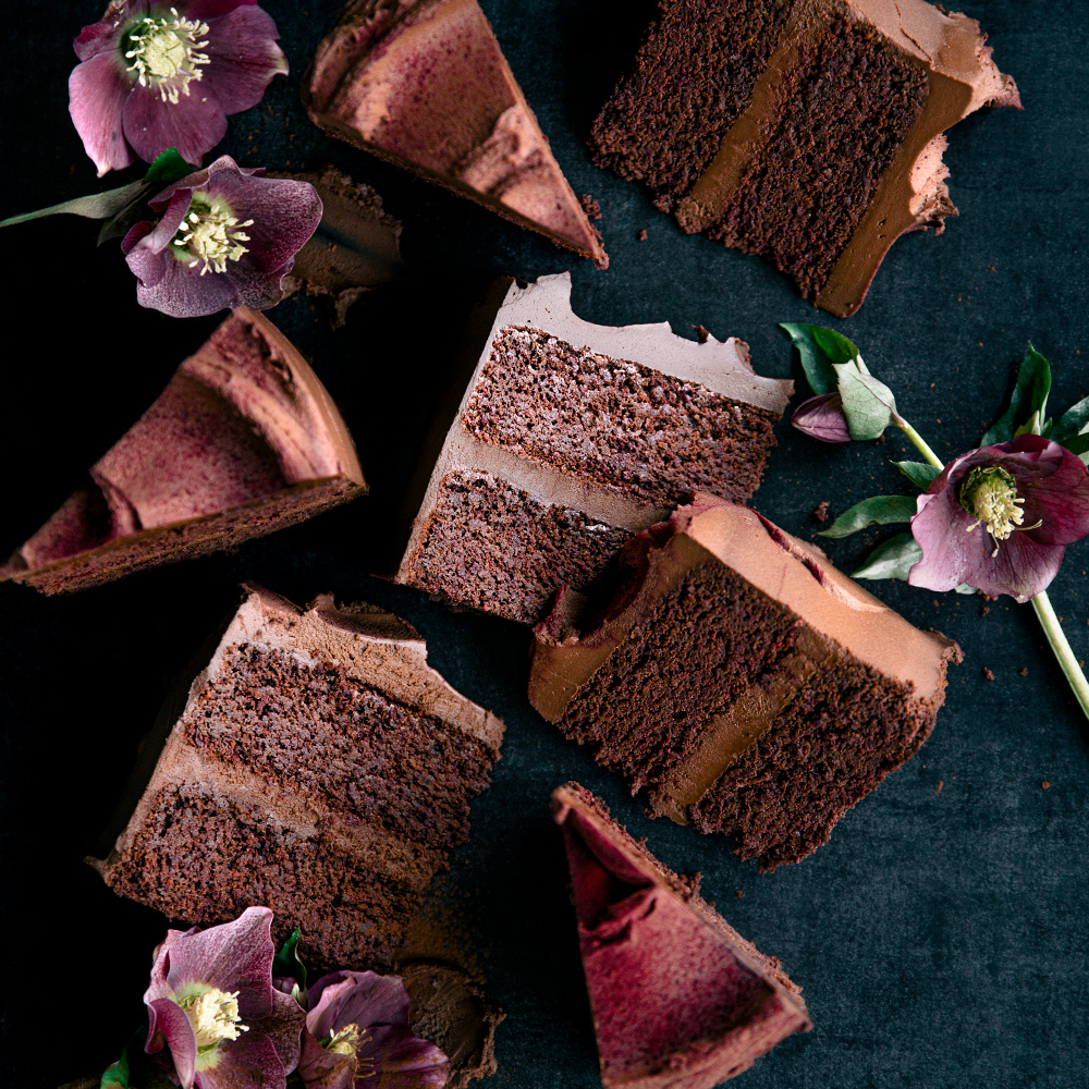 Chocolate & Beetroot Layer Cake with Cacao Fudge Frosting  |  Gather & Feast