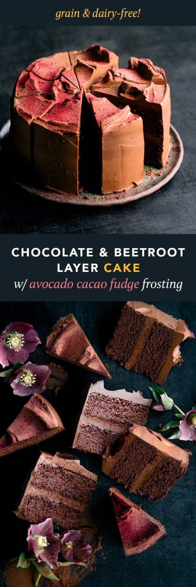 Chocolate & Beetroot Layer Cake with Cacao Fudge Frosting  |  Gather & Feast