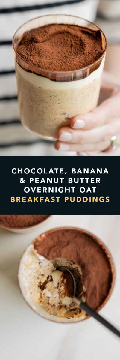 Chocolate, Banana & Peanut Butter Overnight Oat Breakfast Puddings | Gather & Feast