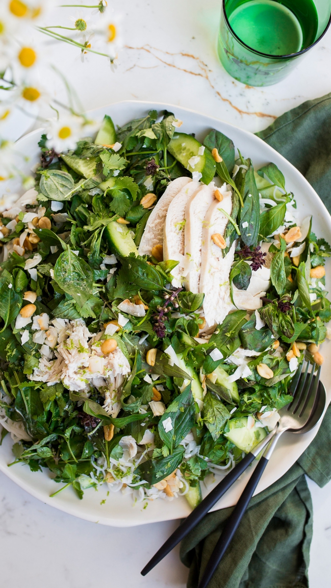 Coconut & Ginger Steamed Chicken with Fresh Herb & Noodle Salad | Gather & Feast