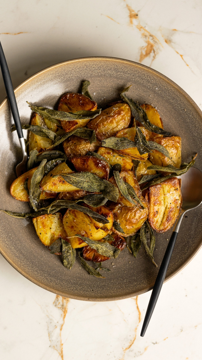 Crispy Sage Roasted Potatoes  |  Gather & Feast