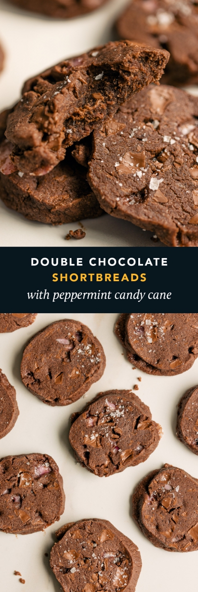 Double Chocolate Shortbreads with a Peppermint Candy Cane Surprise  |  Gather & Feast