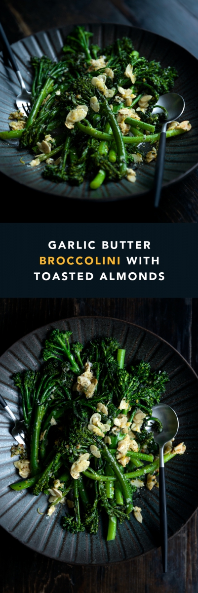 Garlic Butter Broccolini with Toasted Almonds  |  Gather & Feast