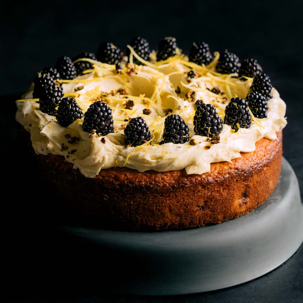 Lemon & Blackberry Cake with Vanilla & Juniper Frosting  |  Gather & Feast