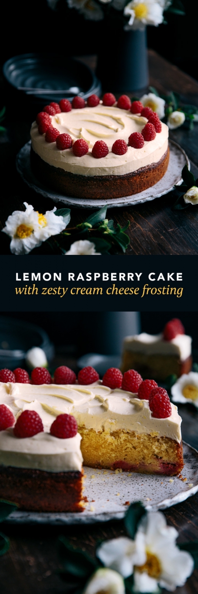 Lemon Raspberry Cake with Zesty Cream Cheese Frosting  |  Gather & Feast