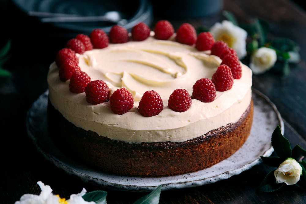 Lemon Raspberry Cake with Zesty Cream Cheese Frosting  |  Gather & Feast