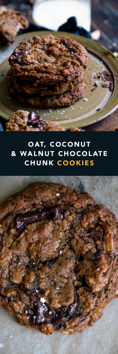 Oat, Coconut & Walnut Chocolate Chunk Cookies  |  Gather & Feast