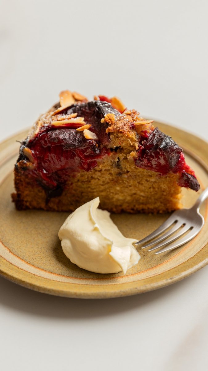 Plum, Ricotta & Almond Teacake | Gather & Feast