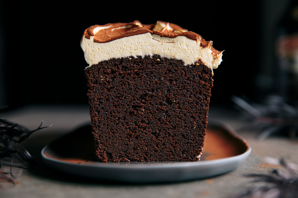 Rich Chocolate Loaf Cake with Baileys Cream Cheese Frosting  |  Gather & Feast