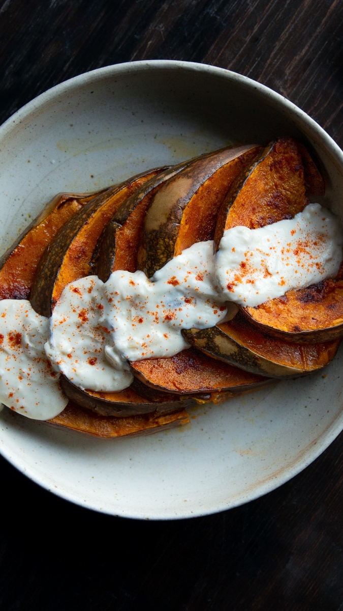 Roast Pumpkin with Smokey Paprika, Roasted Garlic & Natural Yoghurt