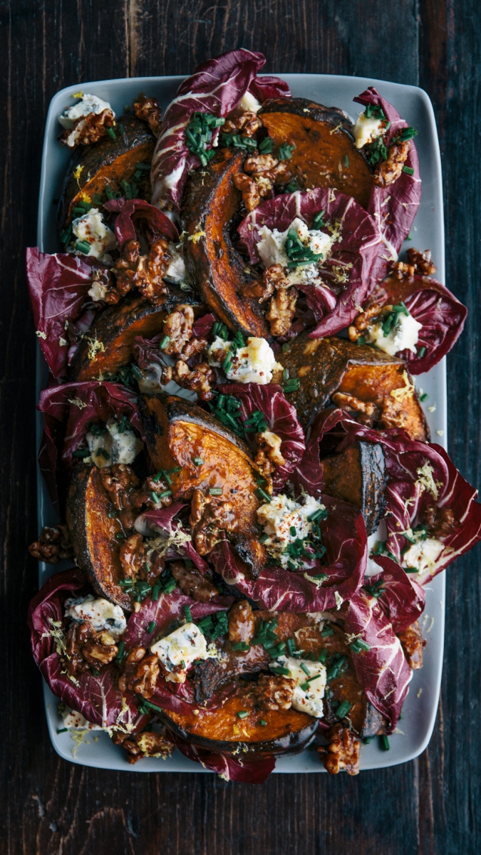 Roasted Pumpkin with Radicchio, Honey Toasted Walnuts & Warm Honey Dressing  |  Gather & Feast