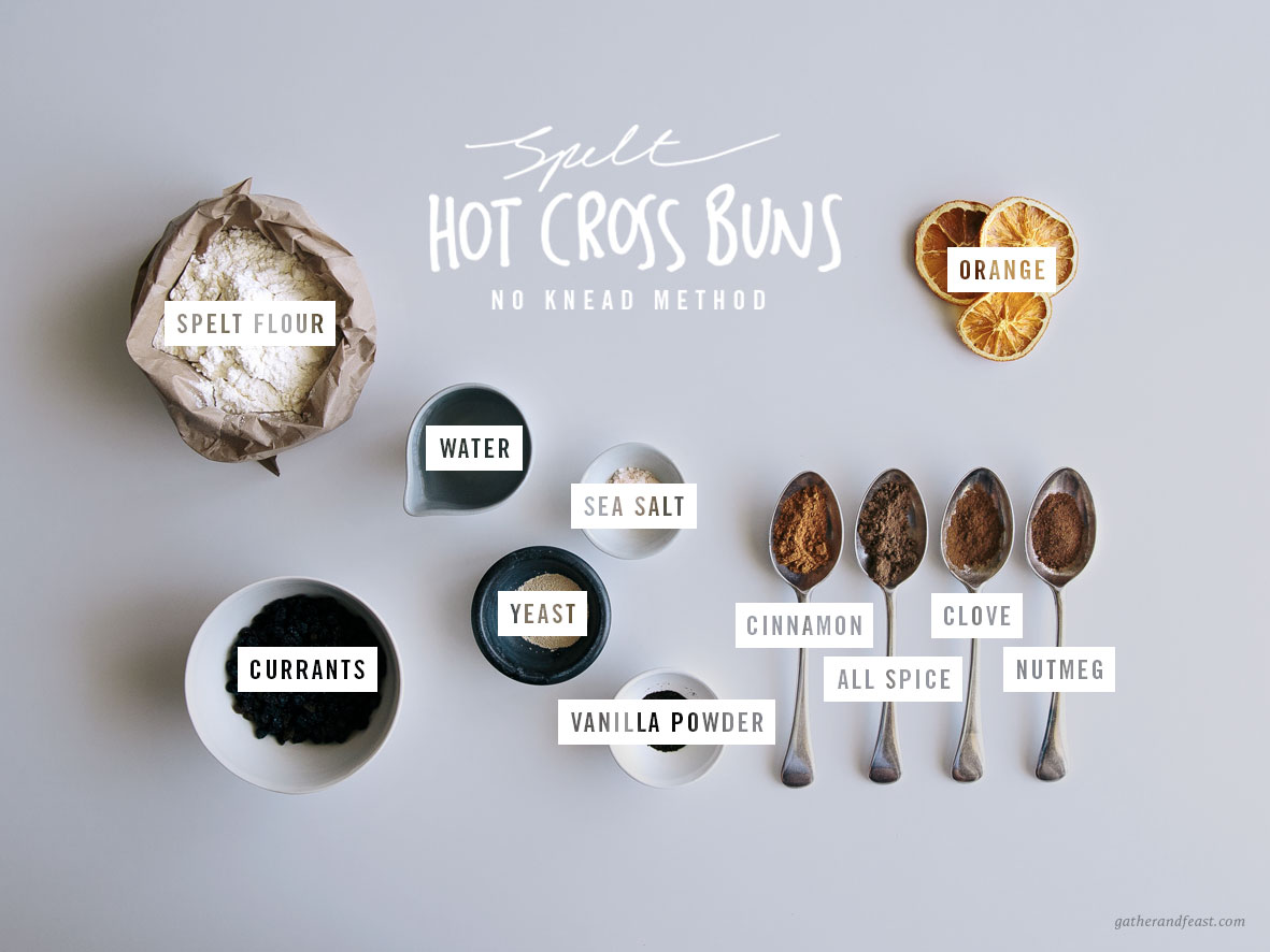 Spelt Hot Cross Buns (No Knead Method)  |  Gather & Feast