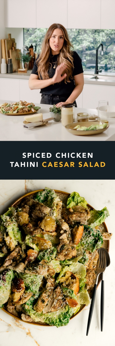Spiced Chicken Tahini Caesar Salad  |  Gather & Feast