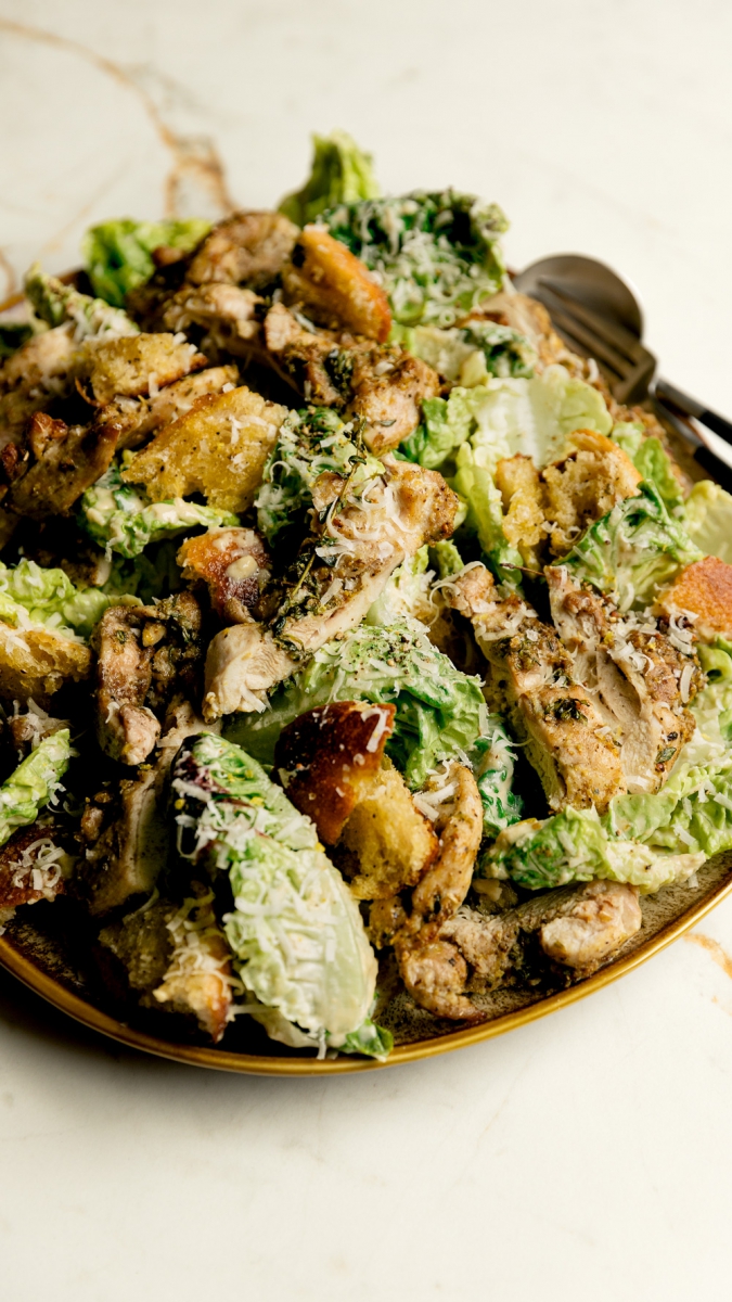 Spiced Chicken Tahini Caesar Salad  |  Gather & Feast