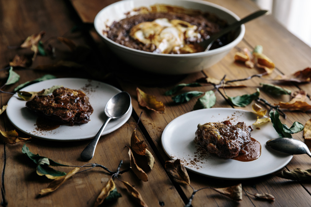 Spiced Date & Caramel Vegan Self Saucing Pudding  |  Gather & Feast