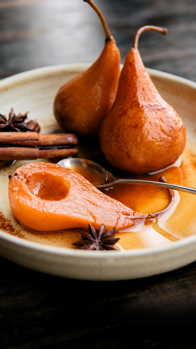 Spiced Poached Breakfast Pears with Star Anise  |  Gather & Feast