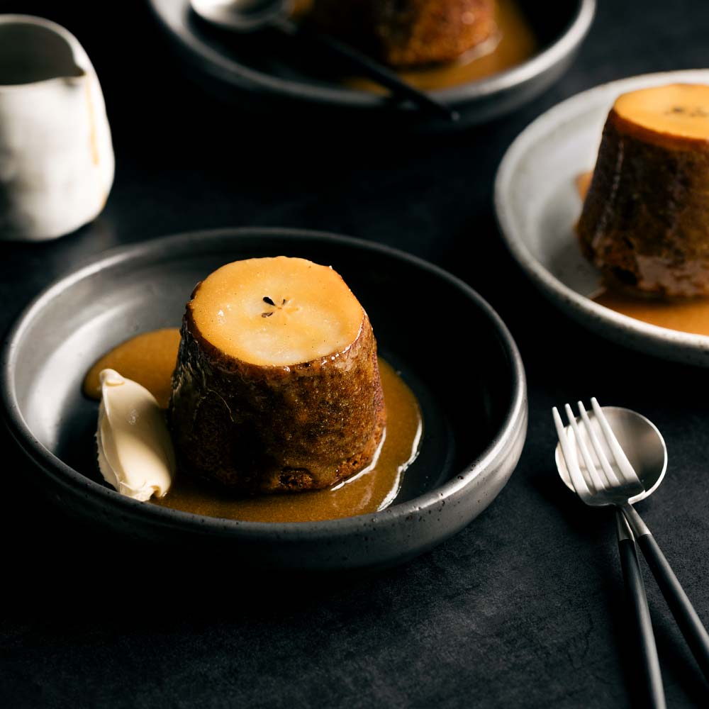 Sticky Date & Spiced Pear Puddings with Cognac Spiked Caramel Sauce  |  Gather & Feast