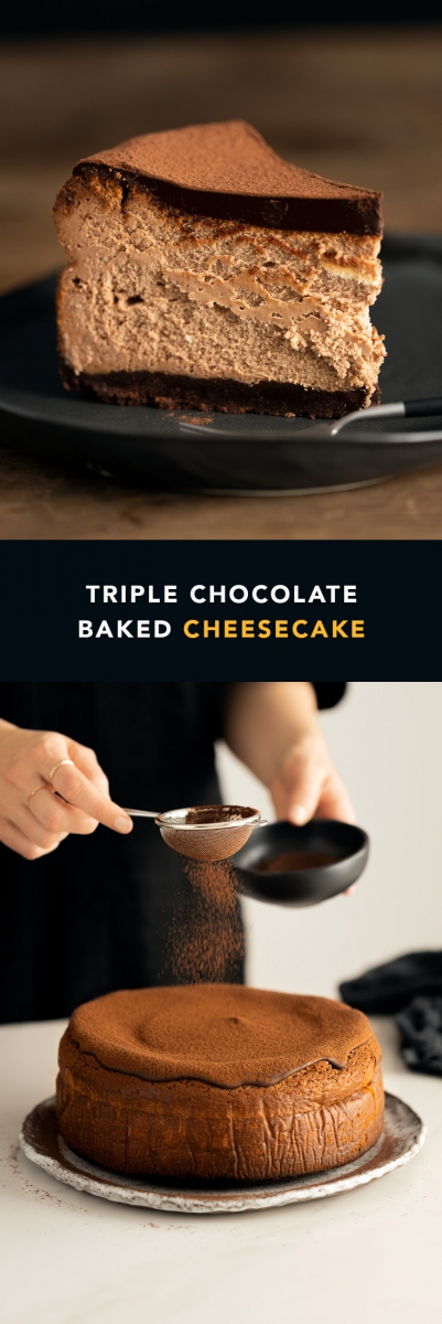 Triple Chocolate Baked Cheesecake  |  Gather & Feast