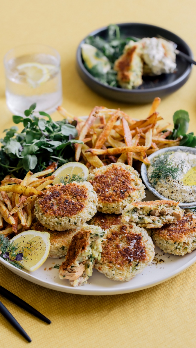 Tuna Fish Cakes with Herbed Caper Sour Cream  |  Gather & Feast