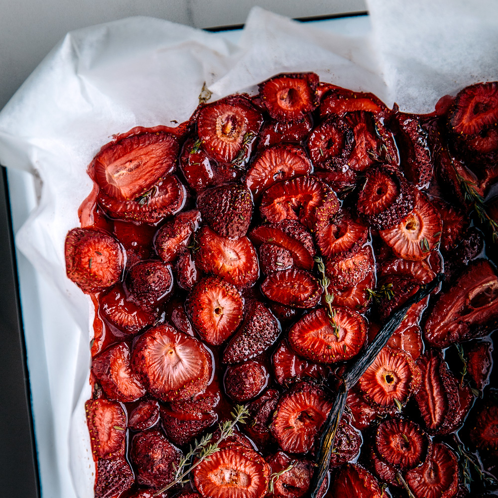 Vanilla & Thyme Maple Roasted Strawberries  |  Gather & Feast