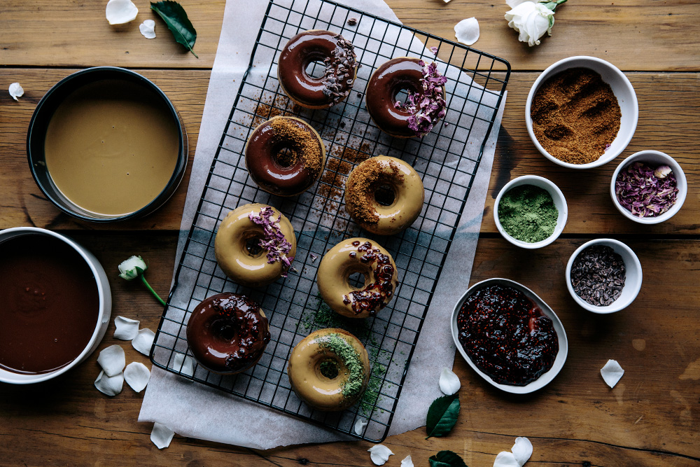 Vegan Spelt Baked Doughnuts with Raw Chocolate Glaze  |  Gather & Feast