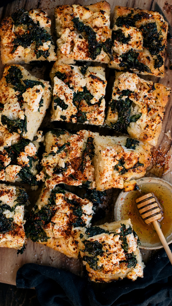 Kale & Ricotta Focaccia with Chili & Honey | Gather & Feast