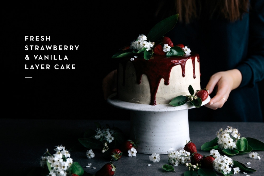 Fresh+Strawberry+%26+Vanilla+Layer+Cake++%7C++Gather+%26+Feast