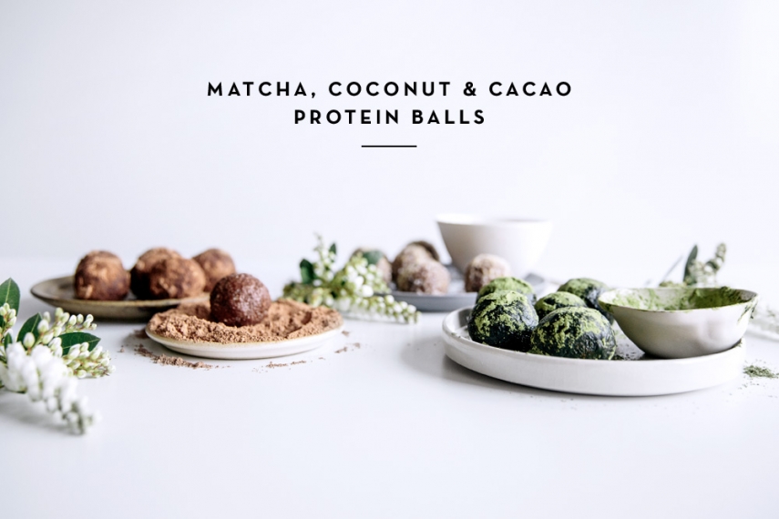 Matcha%2C+Coconut+%26+Cacao+Protein+Balls++%7C++Gather+%26+Feast