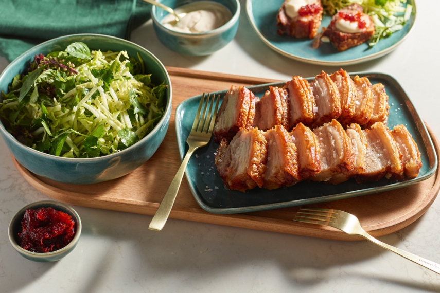 Pork+Belly+with+Chili+Jam%2C+Aioli+%26+Crunchy+Green+Apple+Slaw+%7C+Gather+%26+Feast