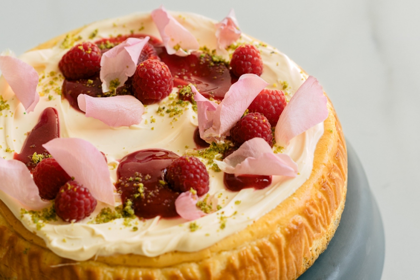 Raspberry%2C+Rose+%26+Vanilla+Cheesecake+with+Pistachio+Rose+Crust++%7C++Gather+%26+Feast