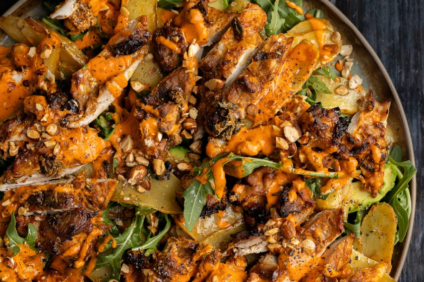 Smokey+Baked+Chicken+with+Creamy+Yoghurt+Roasted+Red+Pepper+Sauce+%7C+Gather+%26+Feast