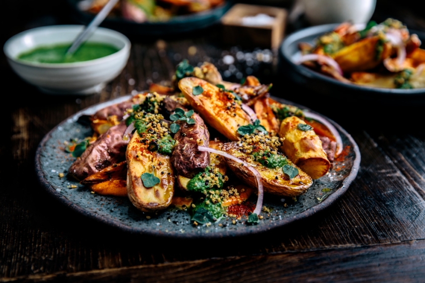 Smokey+Warm+Potato+Salad+with+Crispy+Quinoa++%7C++Gather+%26+Feast