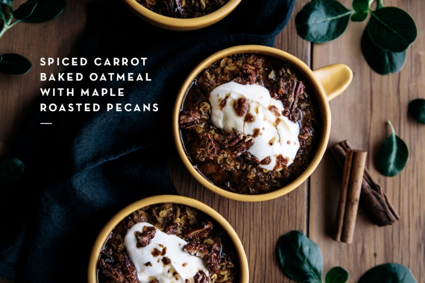 Spiced+Carrot+Baked+Oatmeal+with+Maple+Roasted+Pecans++%7C++Gather+%26+Feast