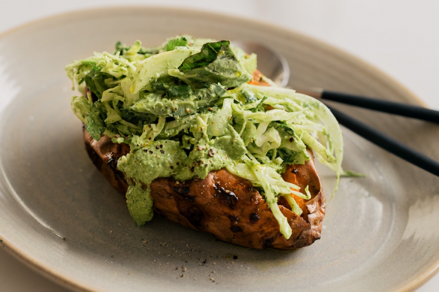 Super+Green+Loaded+Baked+Potatoes+with+a+Creamy+Green+Tahini+Dressing++%7C++Gather+%26+Feast