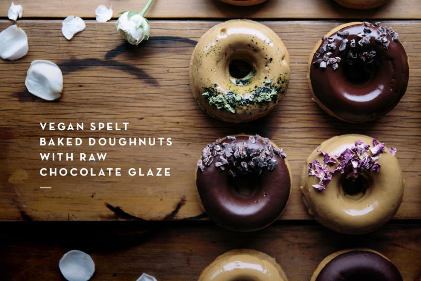 Vegan+Spelt+Baked+Doughnuts+with+Raw+Chocolate+Glaze++%7C++Gather+%26+Feast