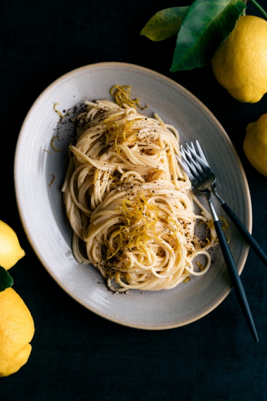 Creamy+Lemon+Spaghetti+with+Olive+Oil+Fried+Lemon+Zest++%7C++Gather+%26+Feast