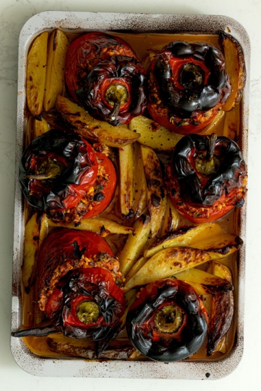 Greek+Stuffed+Capsicums+with+Kalamata+Olives+%7C+Gather+%26+Feast