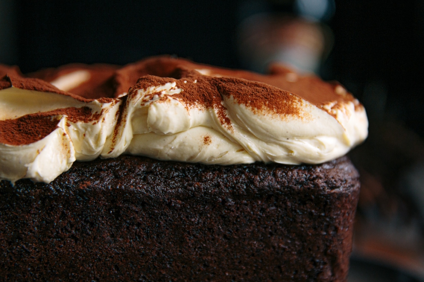 Rich+Chocolate+Loaf+Cake+with+Baileys+Cream+Cheese+Frosting++%7C++Gather+%26+Feast