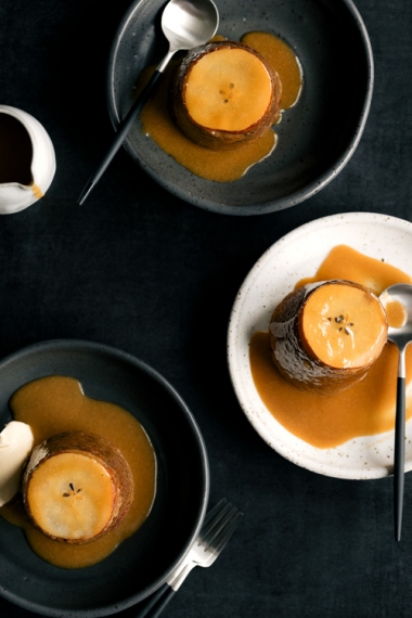 Sticky+Date+%26+Spiced+Pear+Puddings+with+Cognac+Spiked+Caramel+Sauce++%7C++Gather+%26+Feast