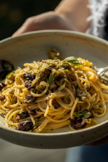 Triple+Olive+Spaghetti+%7C+Gather+%26+Feast