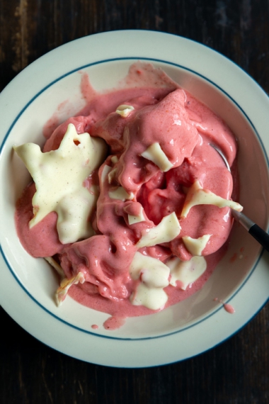 Cheat%27s+Frozen+Yoghurt+with+Magic+Chocolate+Shell+%7C+Gather+%26+Feast