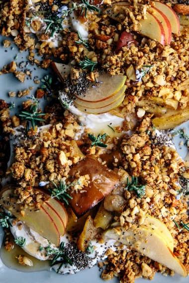Honey+%26+Rosemary+Granola+with+Spiced+Baked+Apples+%26+Pears++%7C++Gather+%26+Feast